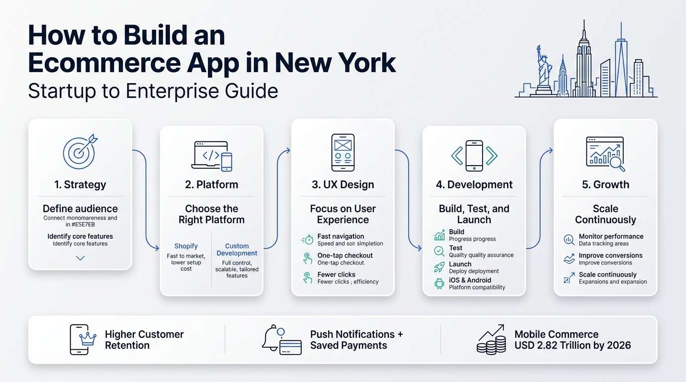 How to build an ecommerce app in new York Startup to enterprise guide